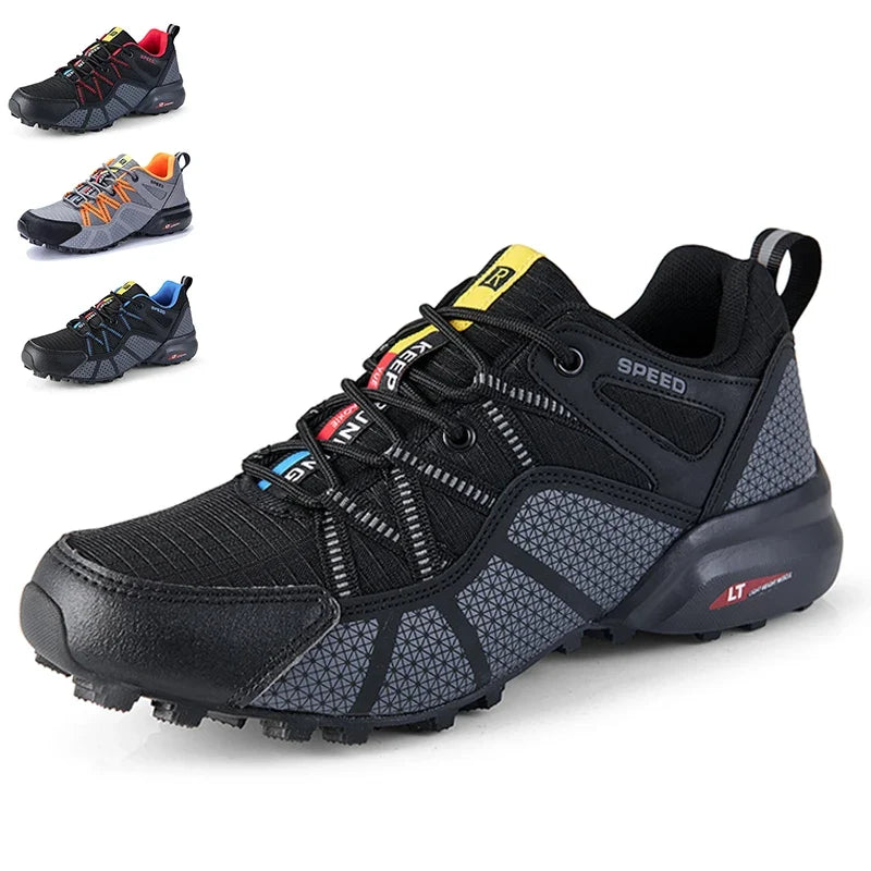 Herren Outdoor-Wanderschuhe (Schwarz) mit Schnürung, rutschfest, ideal für Trekking & Sport.