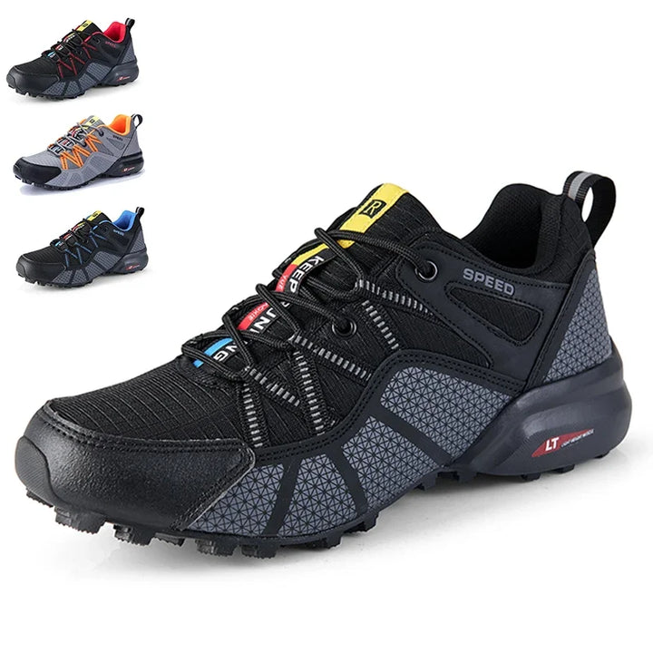 Herren Outdoor-Wanderschuhe (Schwarz) mit Schnürung, rutschfest, ideal für Trekking & Sport.
