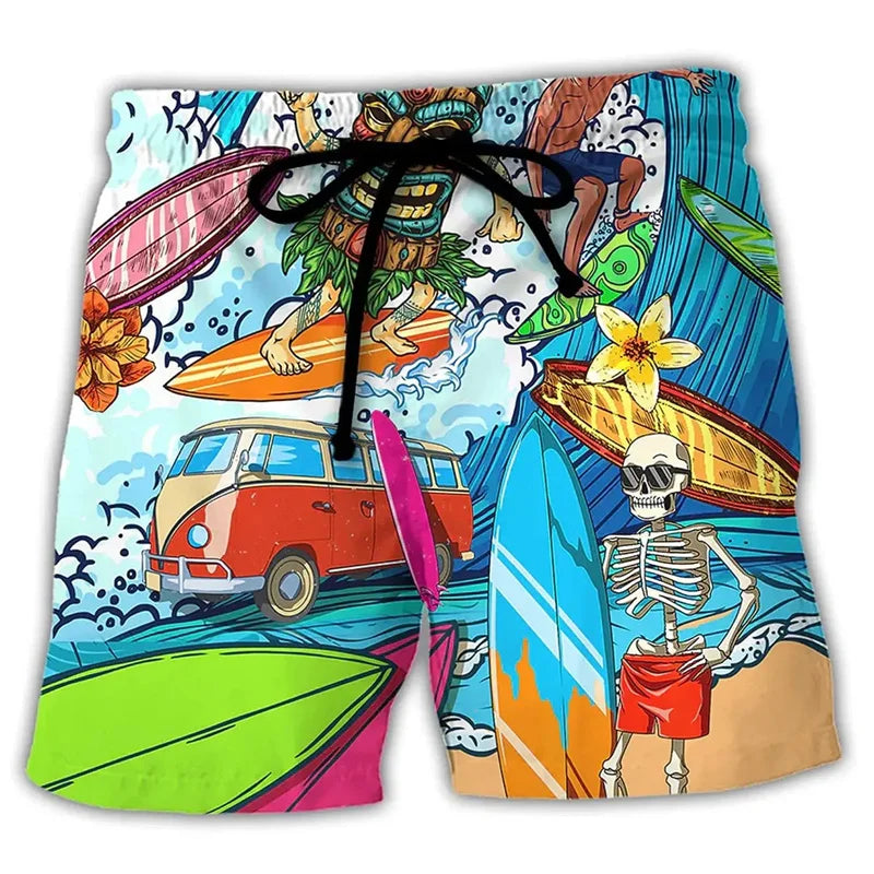 Schnelltrocknende Herren Schwimmshorts mit modernem Graffiti-Design. Bequem für Freizeit und Wassersport.