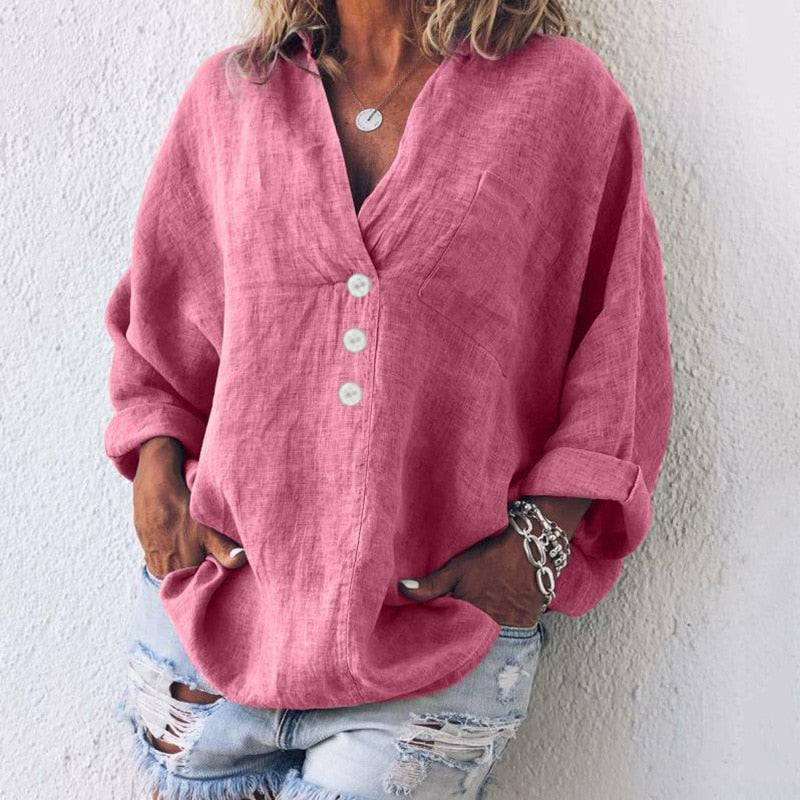 Modische Damenbluse mit Langarm, ein vielseitiges Outfit-Essential. Elegant für Business & Freizeitlooks.
