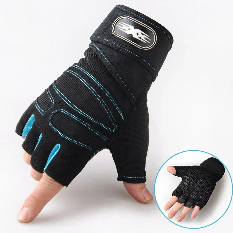 Unisex Krafttraining Handschuhe, stoßfest & mit Handgelenkstütze für sicheren Griff.