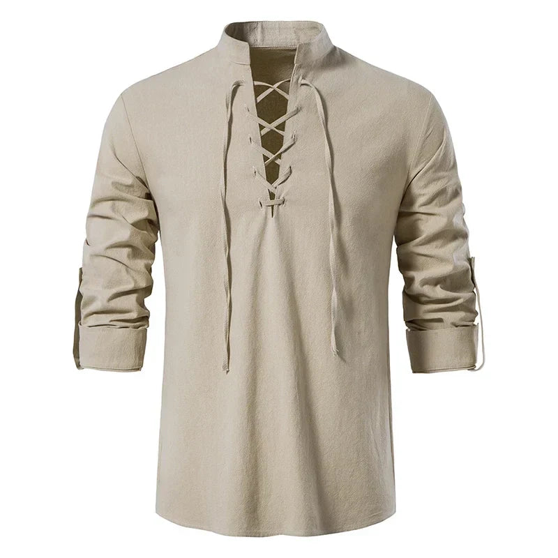 Lässiges Herren Sommerhemd im Boho-Chic, lockerer Schnitt, langärmlig, perfekt für Urlaub.