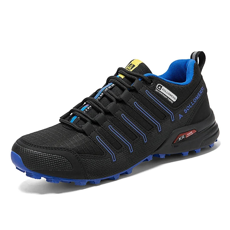 Stilvolle Herren Wanderschuhe in Grau/Schwarz, wasserdicht für zuverlässigen Schutz bei jedem Wetter.
