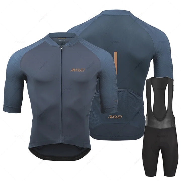 Herren Rennradtrikot Set, atmungsaktiv und feuchtigkeitsableitend für Sommerfahrten.