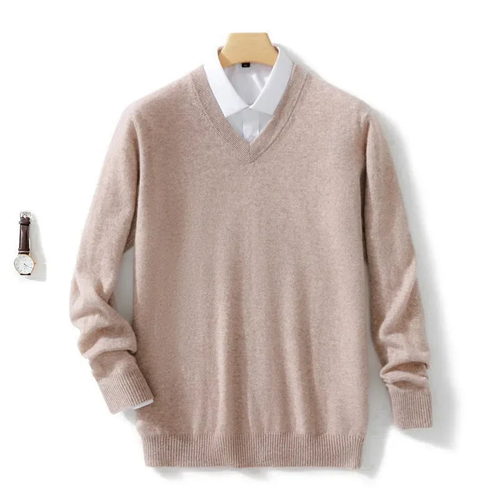 Hochwertiger Herren V-Ausschnitt Strickpullover, ideal für den Übergang & Winter. Eleganter Look.