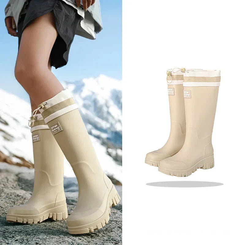 Bequeme Damen Gummistiefel im Vintage-Stil. Wasserdichte Arlena Stiefel für nasse Tage.