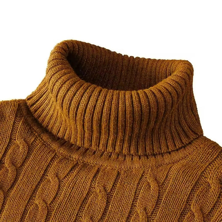 Herrenpullover mit hohem Rollkragen, warmer Langarm-Strickpullover für maximalen Komfort.