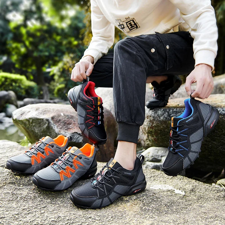 Komfortable Herren Schnürschuhe (Grau) mit rutschfester Sohle, ideal für Wandern & Freizeit.