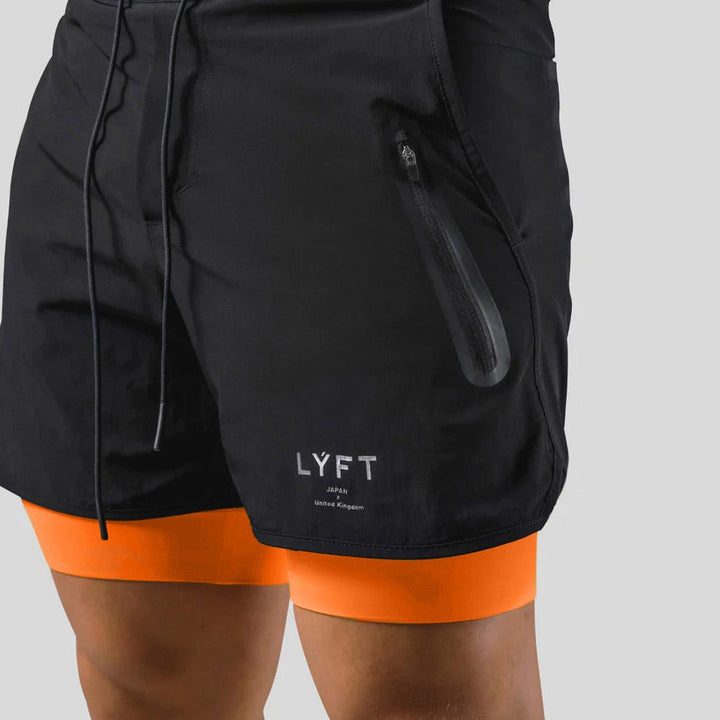 Herren 2-in-1-Sporthose für Training & Fitness in Schwarz, optimaler Komfort.