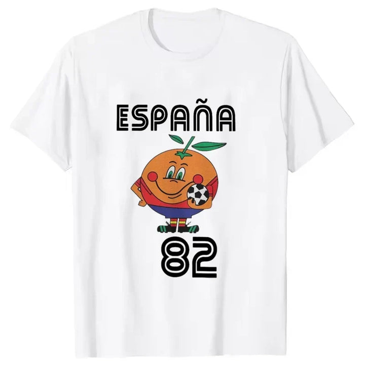 Vintage T-Shirt für Männer & Frauen, Naranjito Print Spanien 82; bequemes Kurzarm Shirt für Freizeit & Sport.