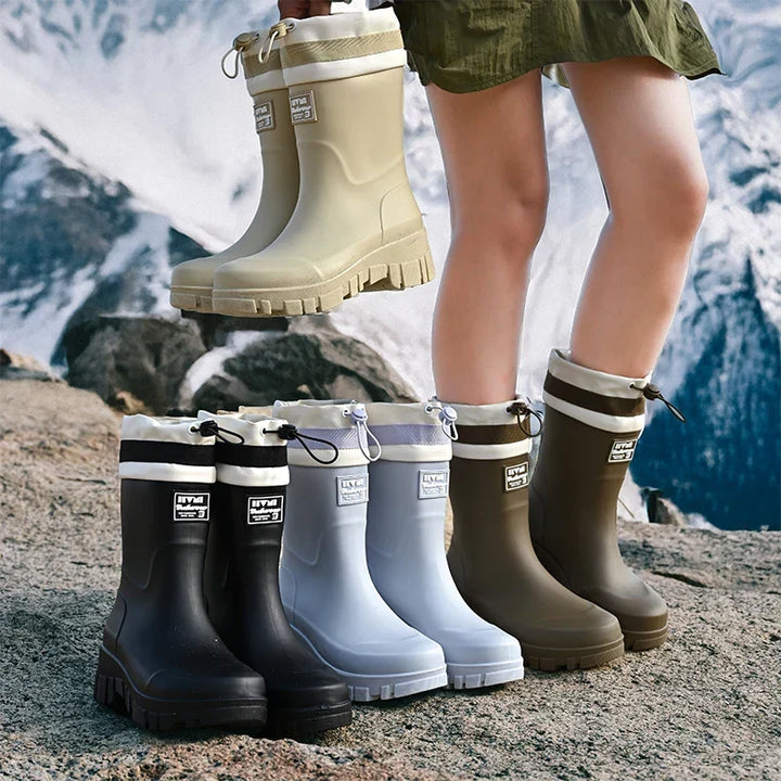 Damen Retro Gummistiefel Arlena, perfekt für Spaziergänge im Regen. Stylisch & wetterfest.