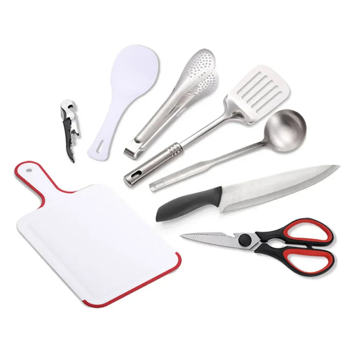 Praktisches Outdoor-Kochset aus Edelstahl für einfaches Kochen beim Camping, Wandern oder Picknick im Grünen.