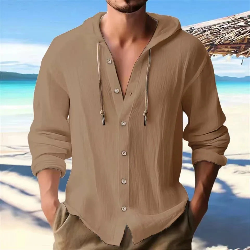 Komfortables Herren Kapuzenhemd, langärmlig & leicht, ideal für entspannte Sommerlooks.