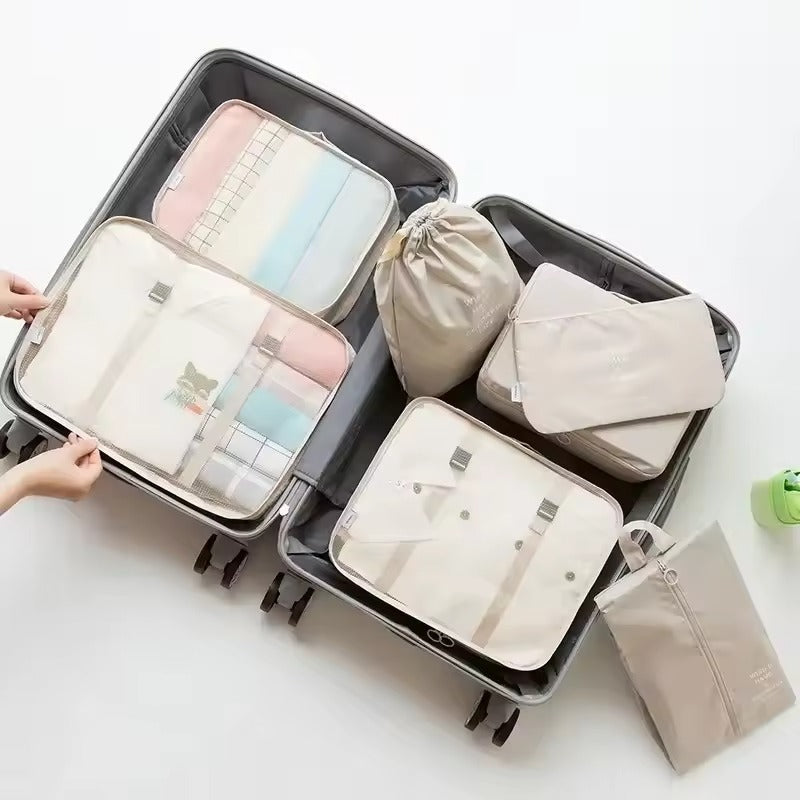 Vielseitige Packtaschen & Koffer-Organizer im Reise-Set; ideales Reise-System für platzsparende Gepäckorganisation.