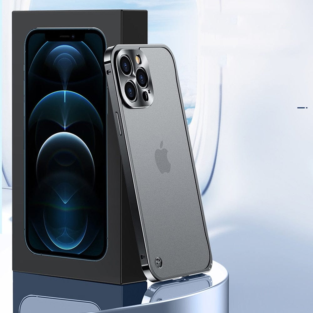 Premium Aluminium iPhone Hülle, CNC-gefräst, bietet stoßfesten Schutz und elegante Optik.