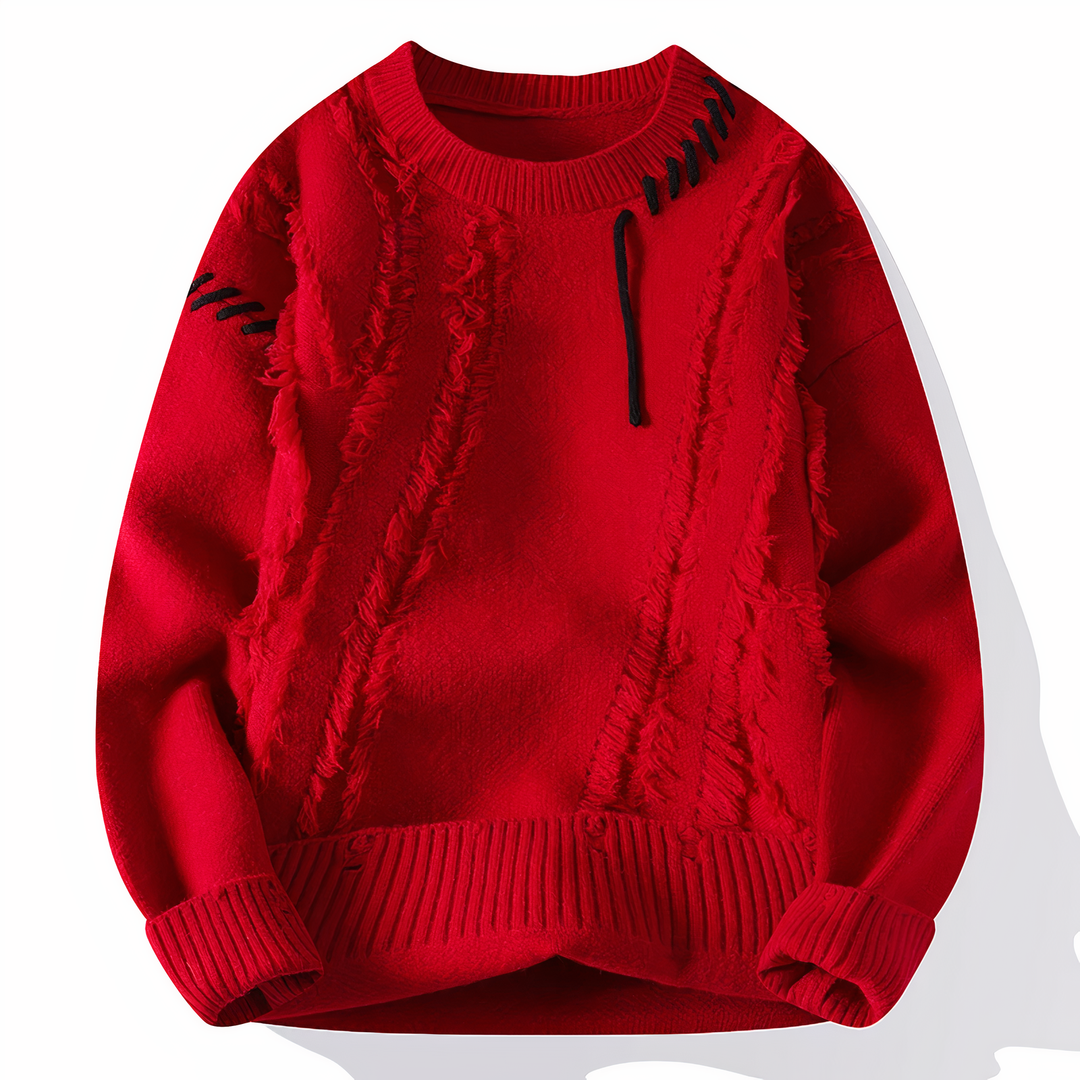 Vielseitiger Herren Patchwork Pullover. Stylisches Langarm-Oberteil, ideal als bequemer Herbst- oder Winterpullover für Freizeit.