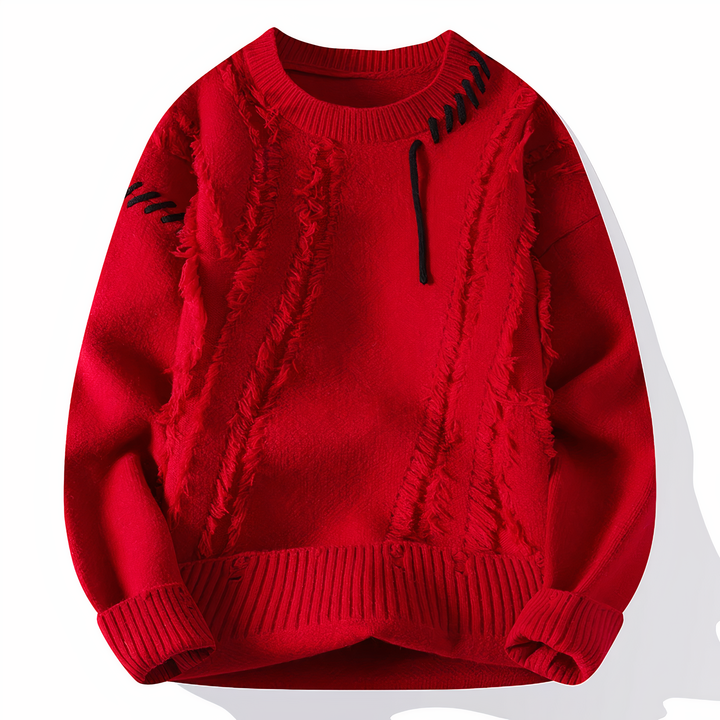 Vielseitiger Herren Patchwork Pullover. Stylisches Langarm-Oberteil, ideal als bequemer Herbst- oder Winterpullover für Freizeit.