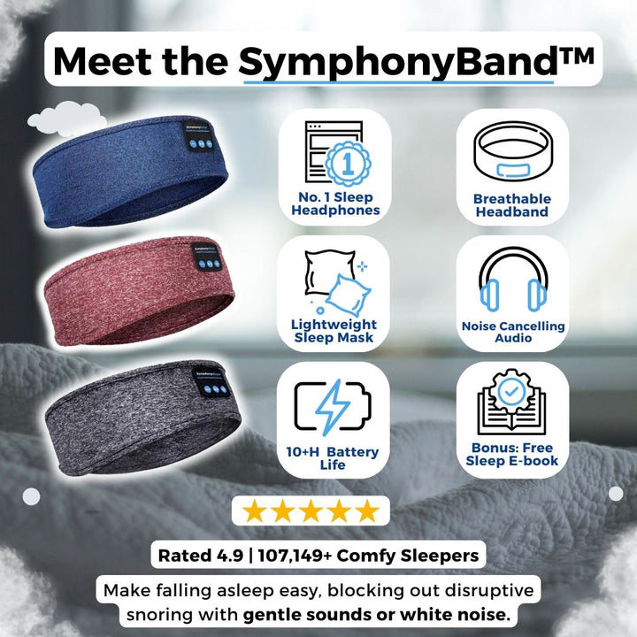 Weiches drahtloses Schlafkopfhörer Stirnband, unisex. Fördert Tiefschlaf & Entspannung mit Bluetooth Musik.