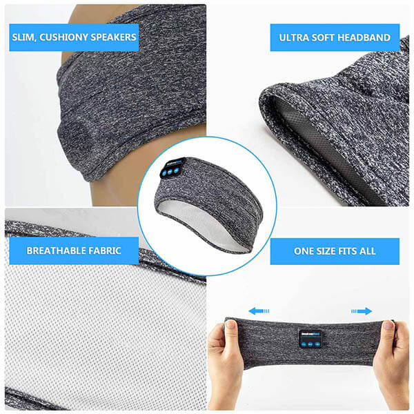Blaues Unisex Schlafkopfhörer Stirnband für Musik & Meditation. Bietet Komfort & hilft beim Einschlafen.