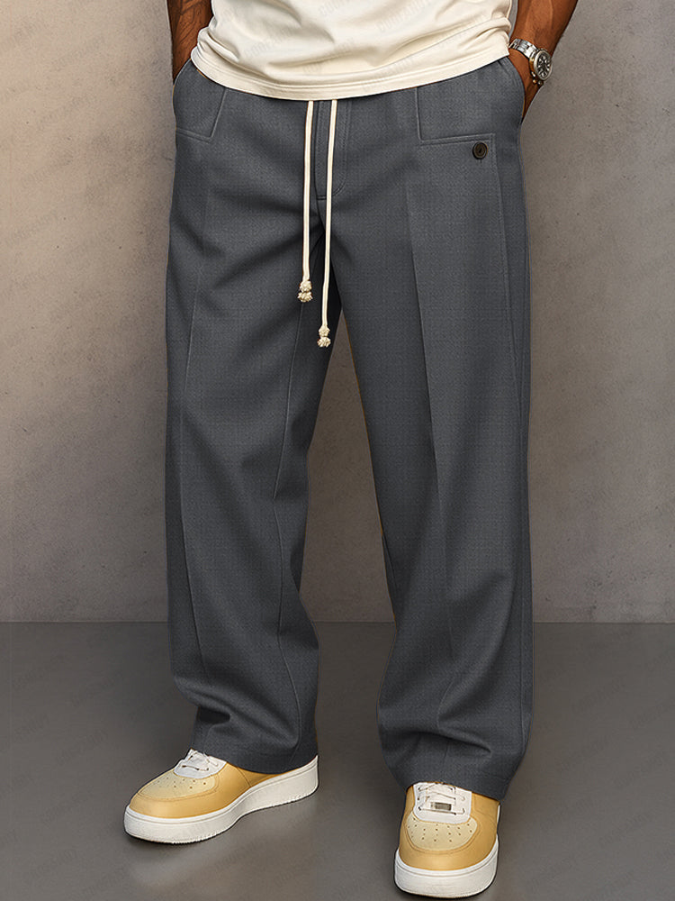 Herren Businesshose mit Kordelzug: Bequeme Stoffhose mit Bügelfalte, vielseitig für Büro & Freizeit.