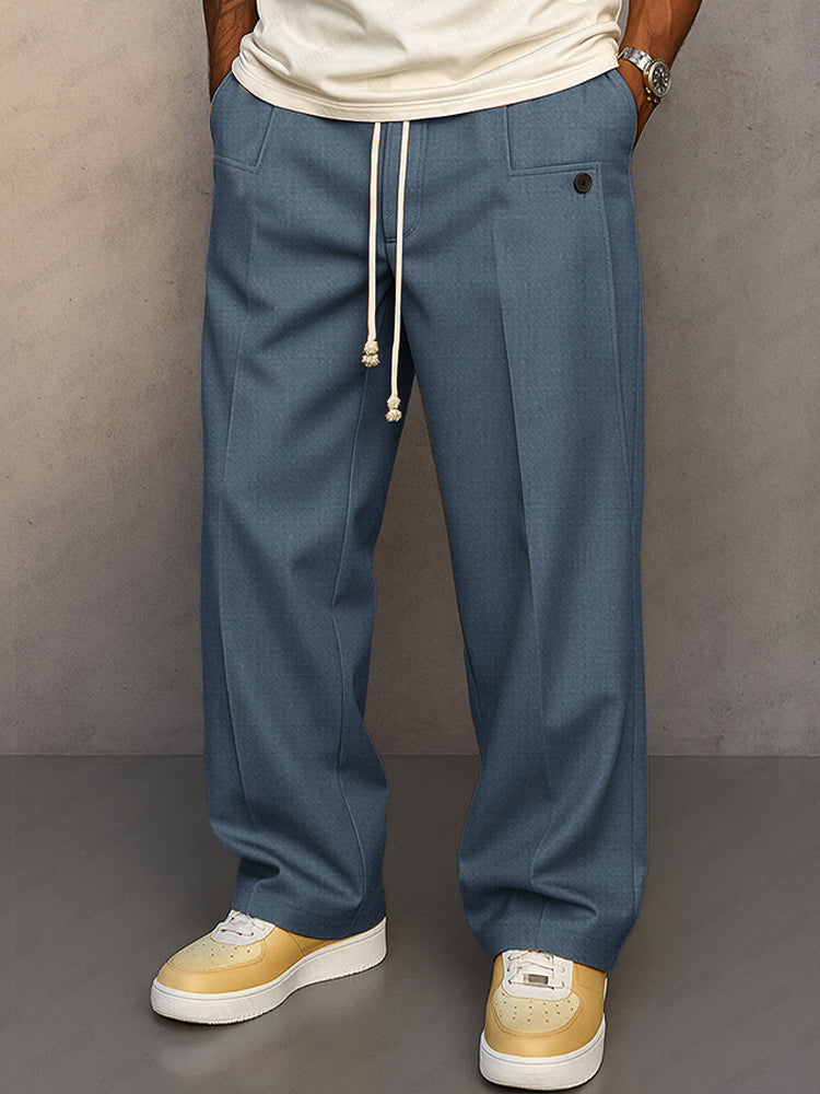 Moderne Herren Freizeithose: Stilvolle Stoffhose mit Kordelzug & Bügelfalte für einen eleganten Casual Look.