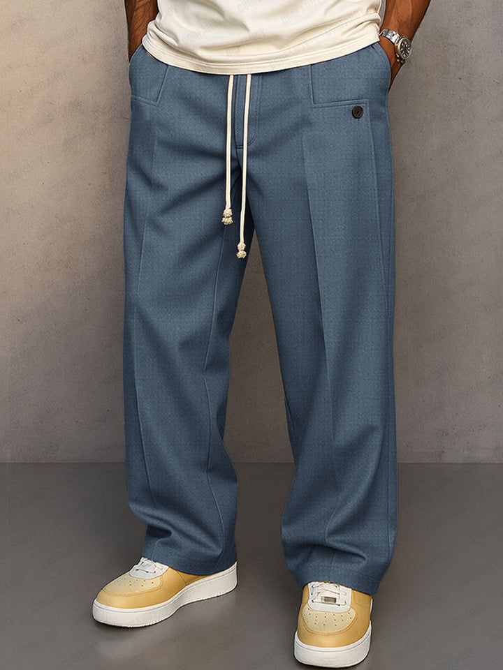 Moderne Herren Freizeithose: Stilvolle Stoffhose mit Kordelzug & Bügelfalte für einen eleganten Casual Look.