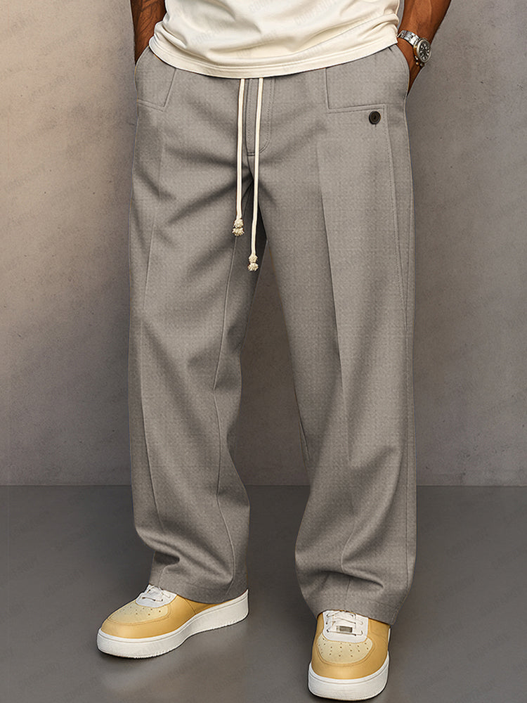 Bequeme Herrenhose mit Kordelzug: Moderne Stoffhose, ideal für Freizeit & Büro, mit smarter Bügelfalte.