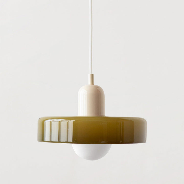 Farbenfrohe Buntglas Hängelampe, modern. Design-Lampe für Wohnzimmer-Beleuchtung.