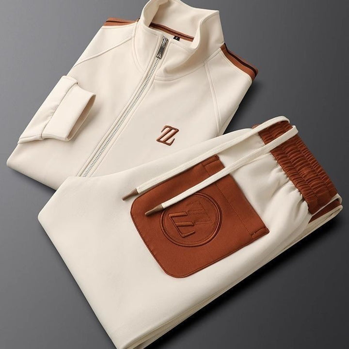 Herren Trainingsanzug Set mit Reißverschlussjacke & Kordelzughose. Bequemer Zweiteiler für Sport & Freizeit.
