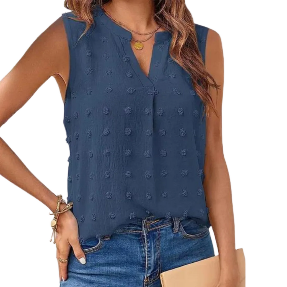 Modische, lockere Damenbluse ärmellos, perfekt als Sommerbluse oder elegantes Alltagstop.