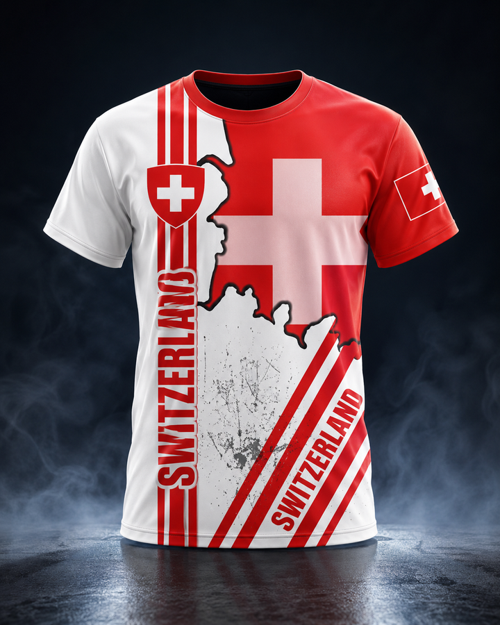 Sportliches Herren T-Shirt Schweiz. Perfekter Komfort für Fans, Freizeit und als Fußball-Fanartikel im Sommer.