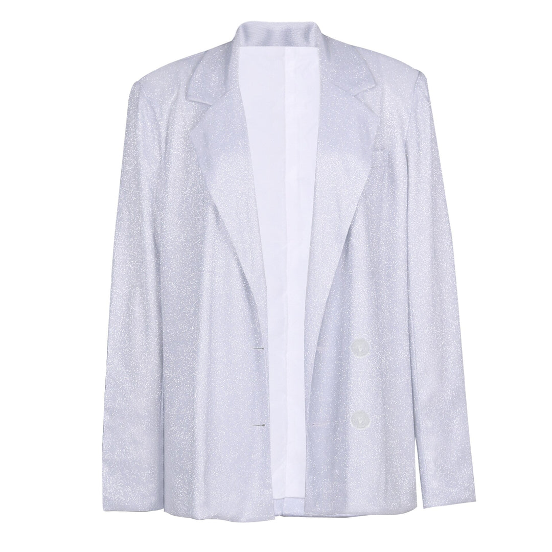 Strahlender Damen Glitzer-Anzug, ein festlicher Zweiteiler aus Blazer und Hose für glamouröse Abende.