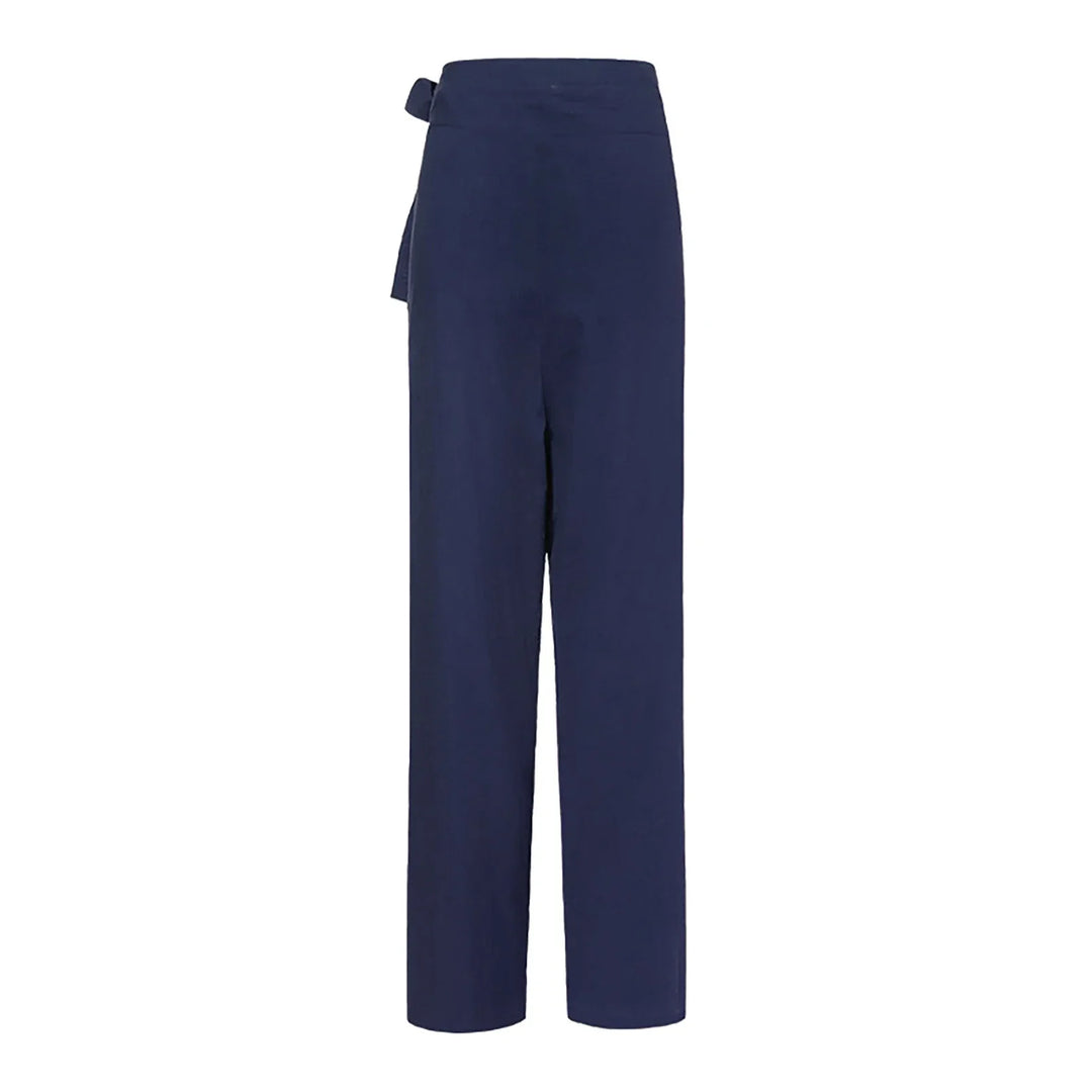 Weite Damen Freizeithose mit hohem Bund, inklusive Gürtel zum Binden, ideal für Sommer Mode.