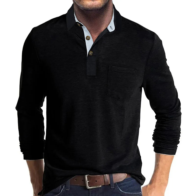 Herren Langarm-Polo Matteo, atmungsaktiv und vielseitig für stilvolle Freizeit- und Business Casual Looks.