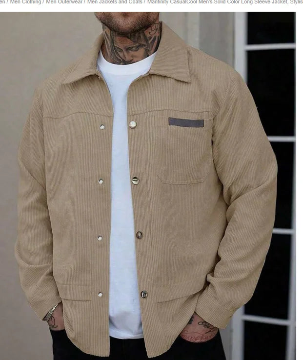 Elegante Herren Übergangsjacke mit Knopfleiste. Bequeme, leichte Casual Jacke für Herbst & Winter.