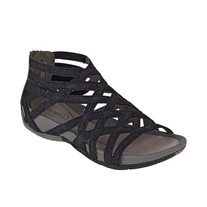 Flache Riemchensandalen für Damen im Gladiator-Look, komfortabel und schweißabsorbierend. Perfekt als Sommerschuhe.