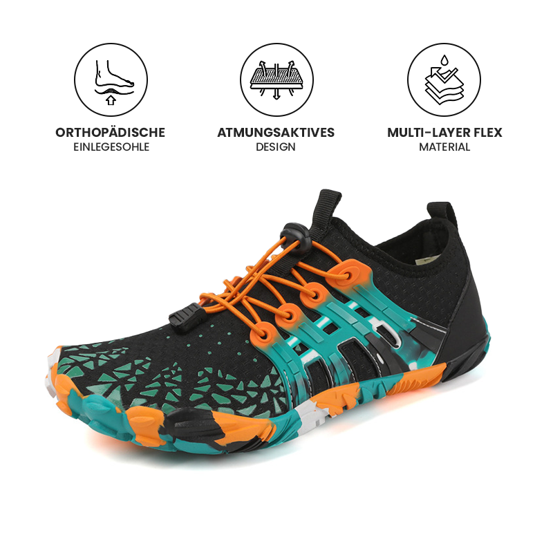 Seitenansicht der ultraleichten Barfußschuhe für Damen und Herren, ideal für Sport und entspannten natürlichen Lauf.