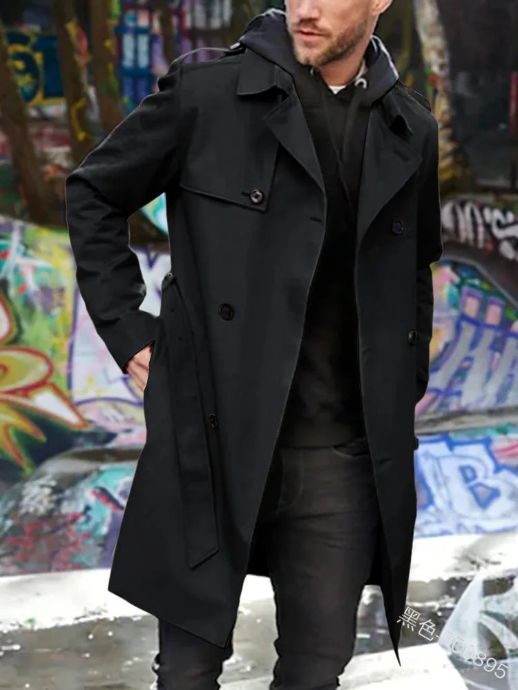 Übergangsjacke: Herren Trenchcoat Doppelreiher, funktional und modisch für Herbst & Frühling.
