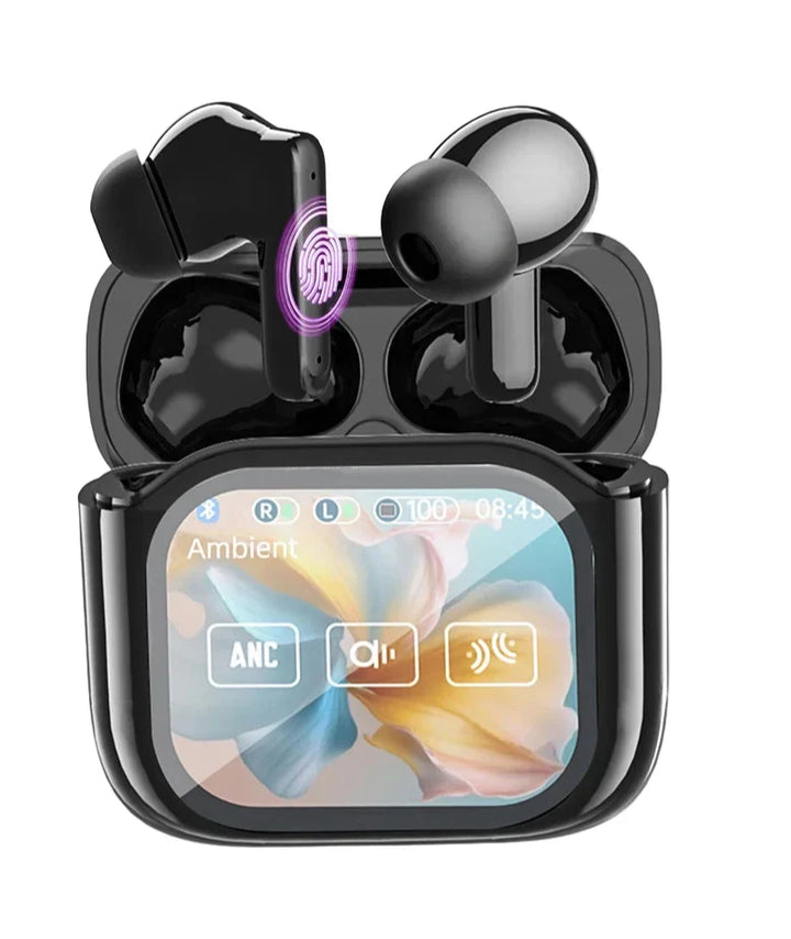 Avelora Touchscreen Übersetzer Kopfhörer mit Geräuschunterdrückung, Schwarz, ideal für Reisen & Kommunikation.