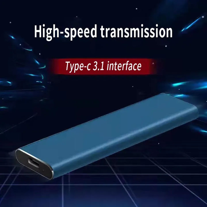Vorderansicht der externen 4TB USB-C Festplatte, ultradünn und elegant für schnelle Speicherlösungen.