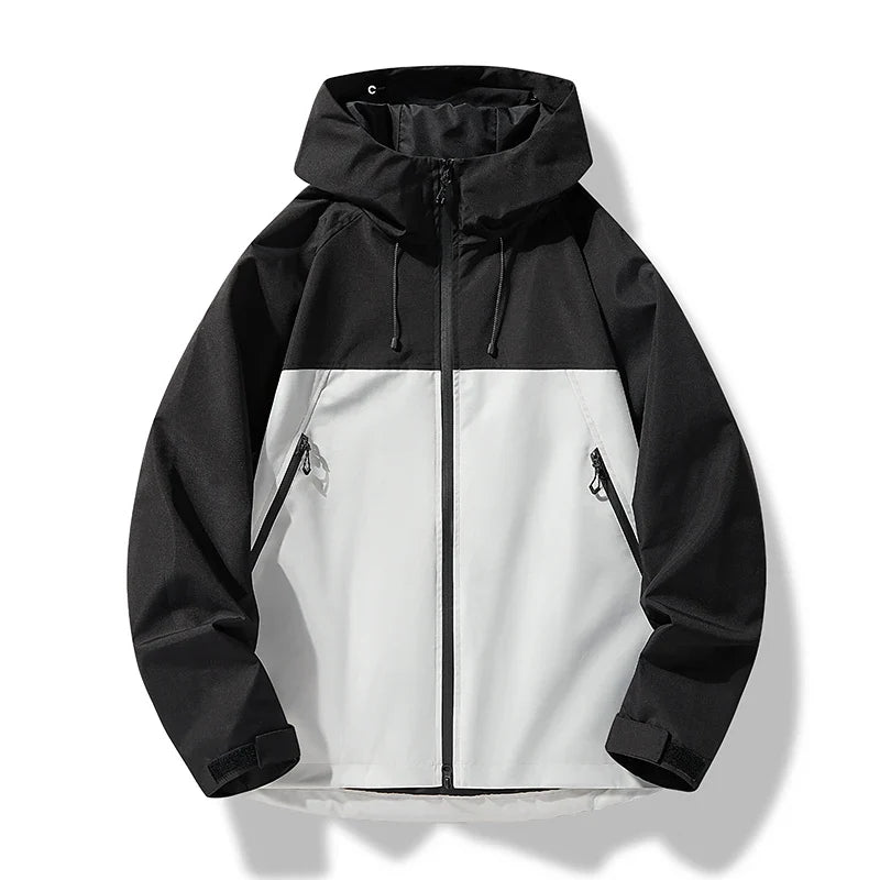 Stylische Herren Kapuzenjacke, wasserdicht & winddicht, robustes Material für jedes Wetter.