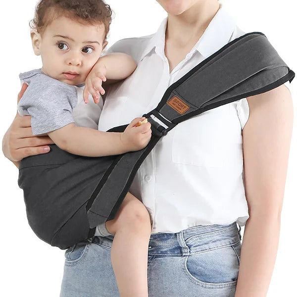 Komfortable Baby-Hüfttrage entlastet Rücken & Schultern, sicherer Hüftsitz für Babys & Kleinkinder unterwegs.