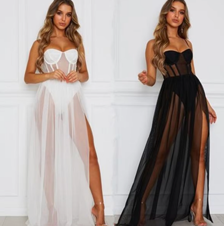 Fließendes Vintage Maxikleid für Damen, elegant und ärmellos, perfekt für Festival-Sommer und Abendveranstaltungen.