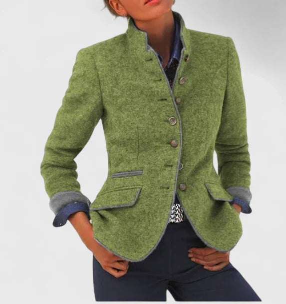 Vielseitiger Damen Cardigan in Lila mit Knöpfen, langärmlig und elegant für professionelle Anlässe.