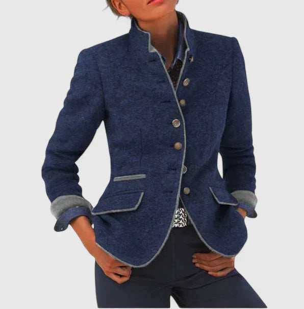 Eleganter langärmliger Damen Cardigan für Büro & Business, professioneller Überwurf mit stilvoller Knopfleiste.