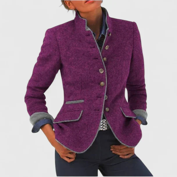 Eleganter langärmliger Damen Cardigan mit Knopfleiste in Karamell, perfekt für Business & Büro.
