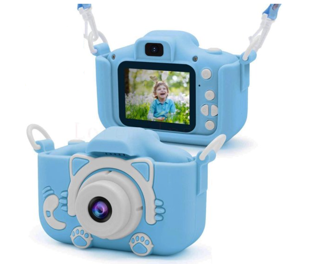 Robuste blaue Junior HD Digitalkamera, stoßfest. Ideal für Outdoor-Fotografie und Videos. Tolles Technik-Kinderspielzeug.