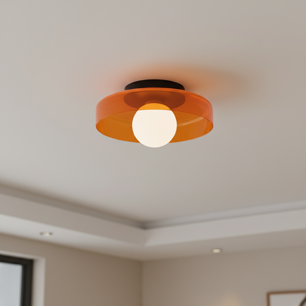 Moderne SphereGlow Deckenleuchte für Wohnzimmer & Flur. Runde Glasleuchte schafft warmes Ambiente.