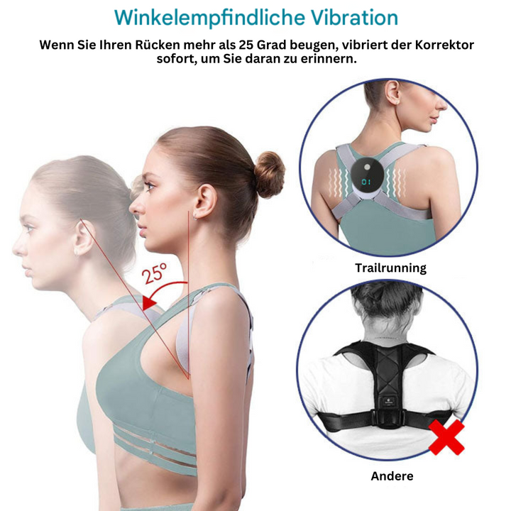 Ergonomische EMS-Haltungsbandage für diskrete Haltungskorrektur im Alltag, ideal für Damen & Herren.