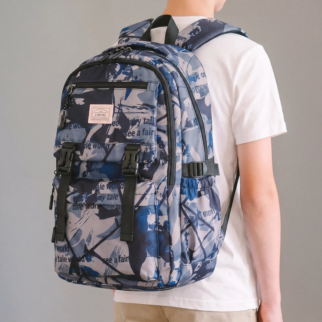 Stilvoller Kinder Schulrucksack mit abstraktem Camouflage-Print, ideal für Jungen & Mädchen, wasserabweisend.
